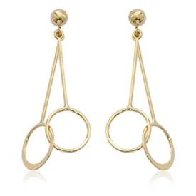 14k Gold Mini Circle Drop Earrings