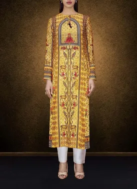 A Yellow Elegant Printed Detailed Kurta