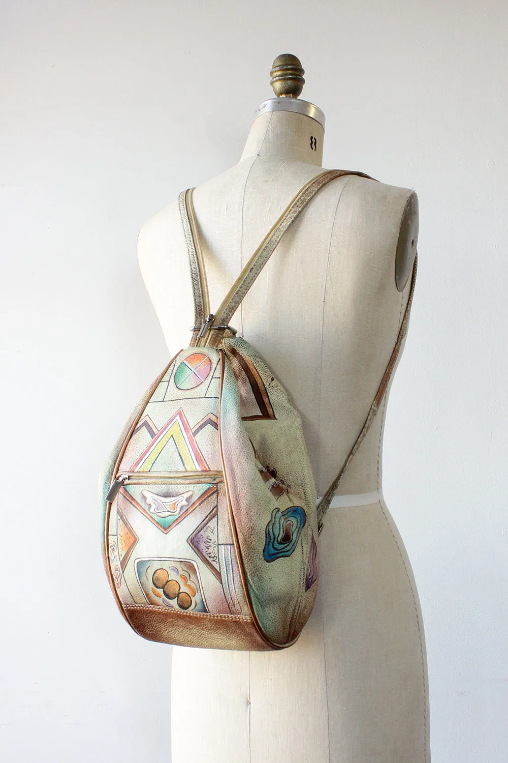 Abstract Painted Leather Backpack