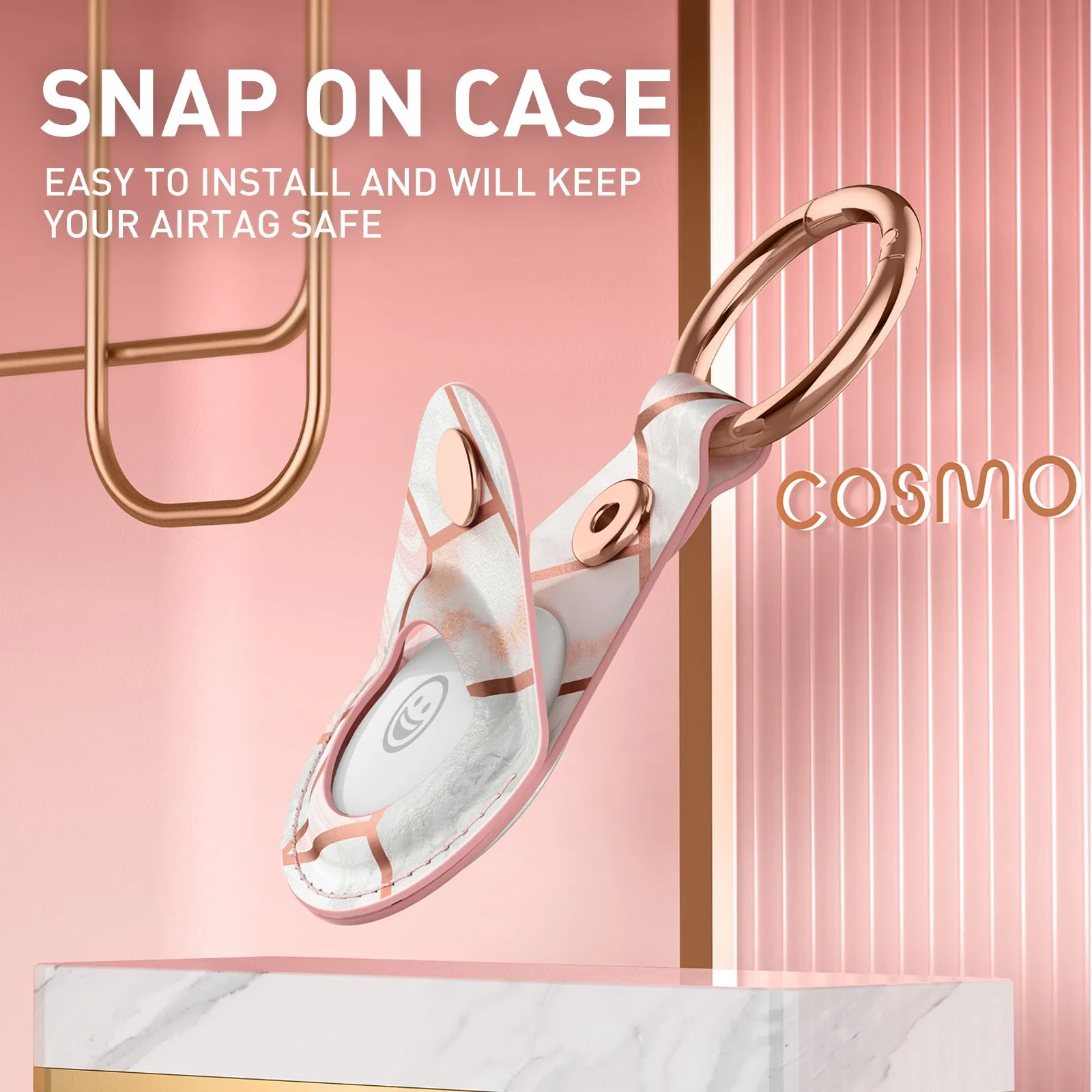 AirTag Cosmo Case - Marble Pink (1 Pack)