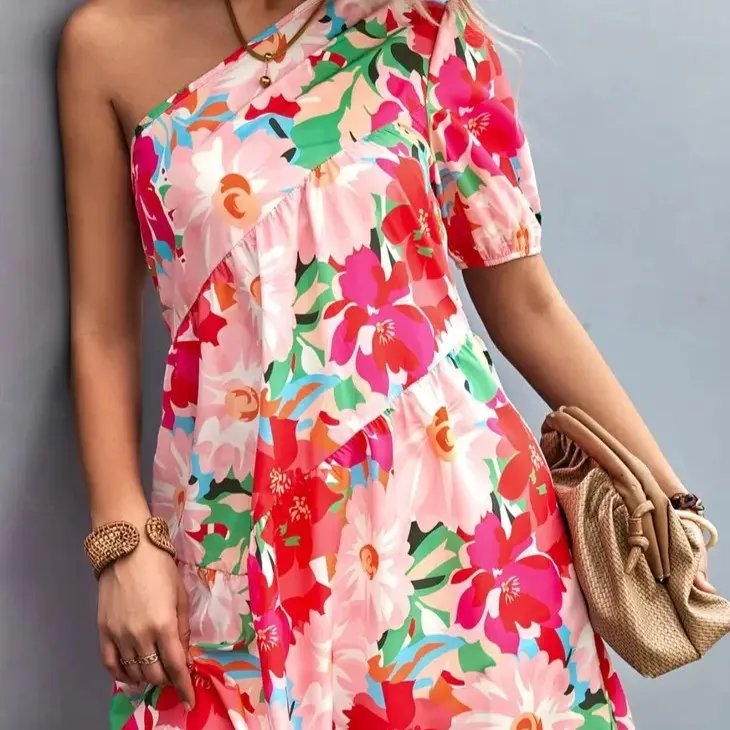 All You Need Floral One-Shoulder Mini Dress