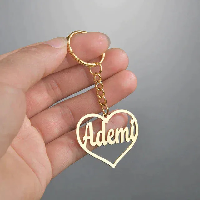 Big Heart Name Keychain