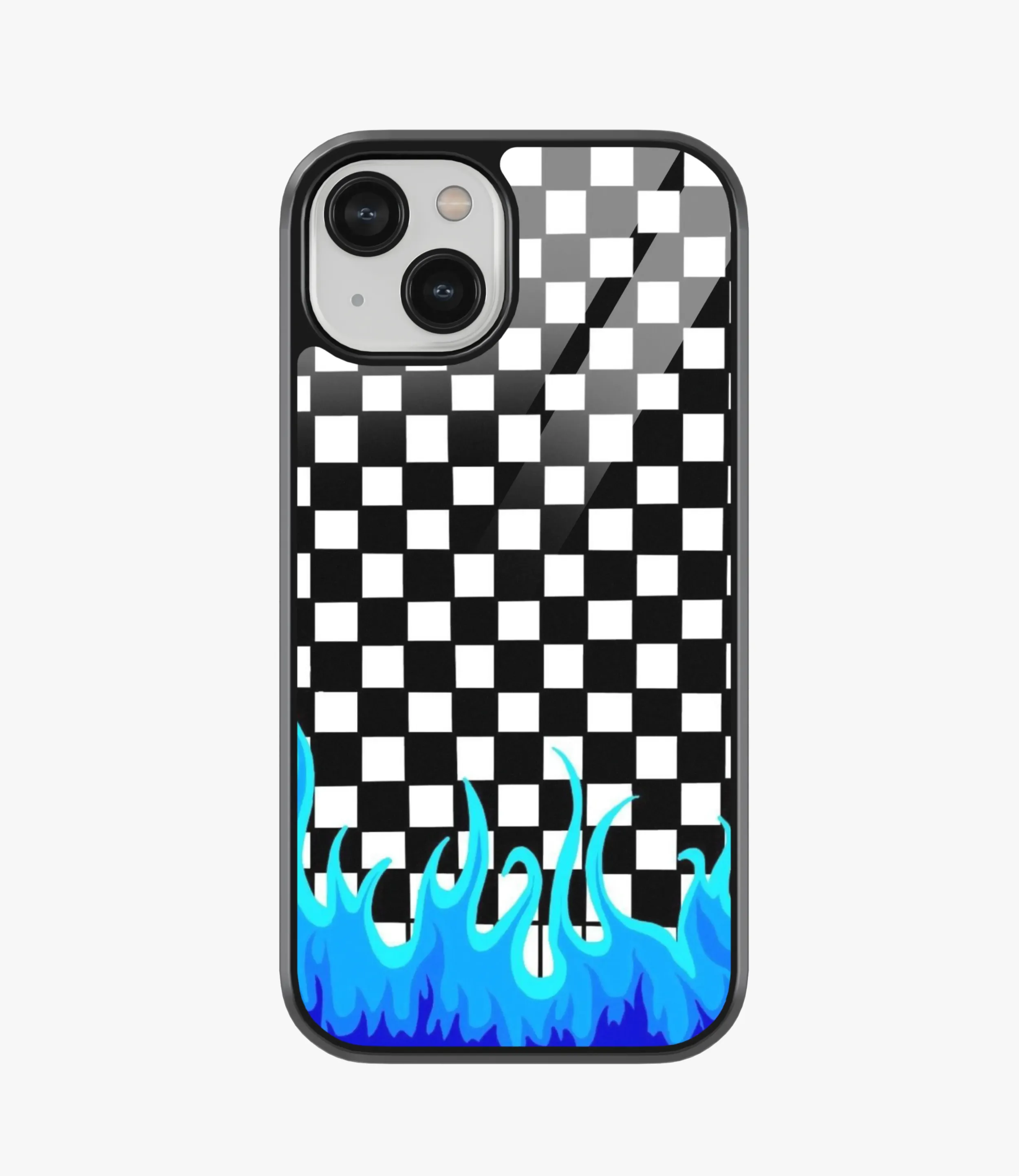 Checkered Blue Flame Glass Case