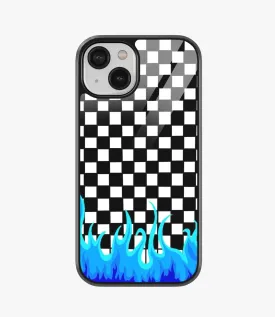 Checkered Blue Flame Glass Case