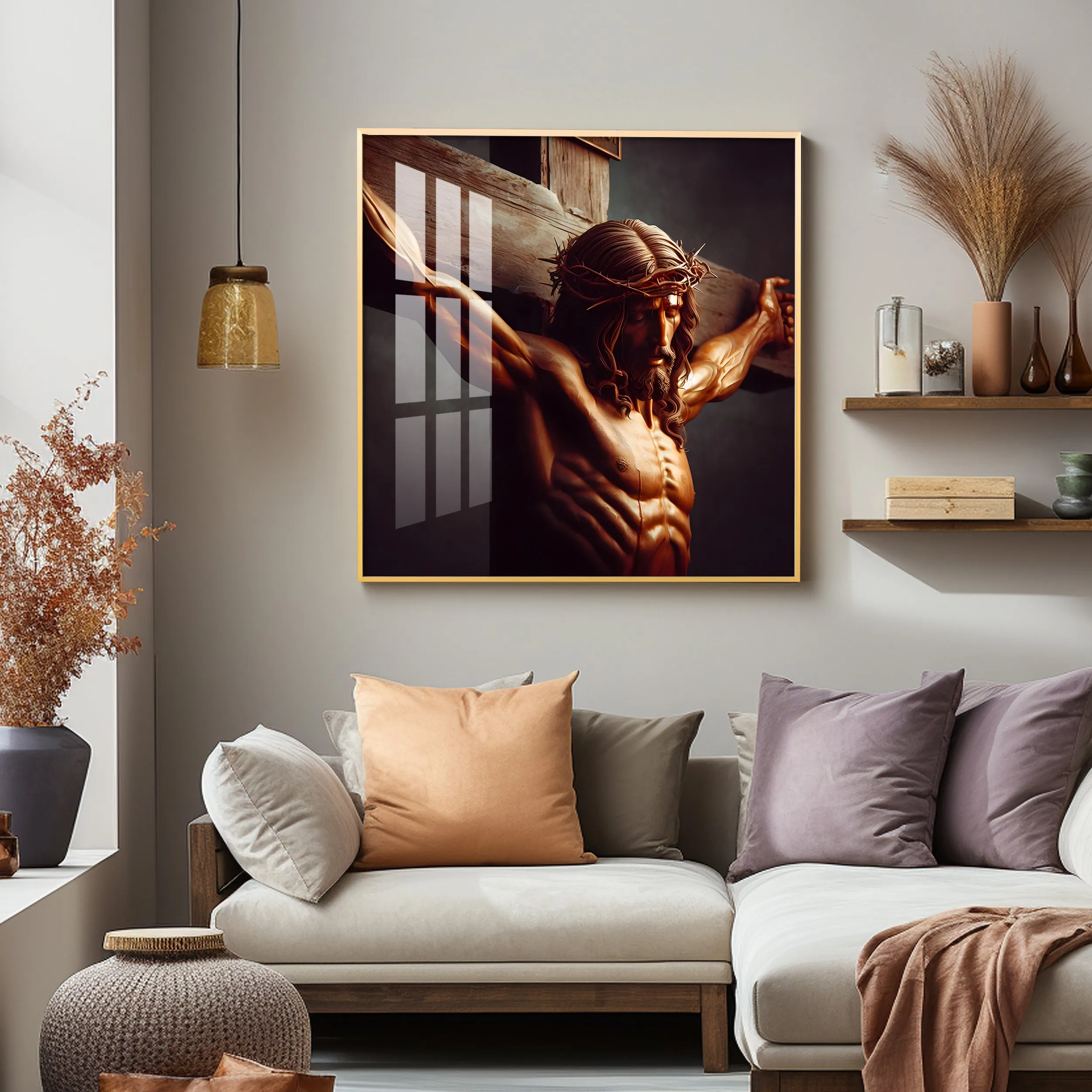 Christ on the Cross Premium Acrylic Square Wall Art