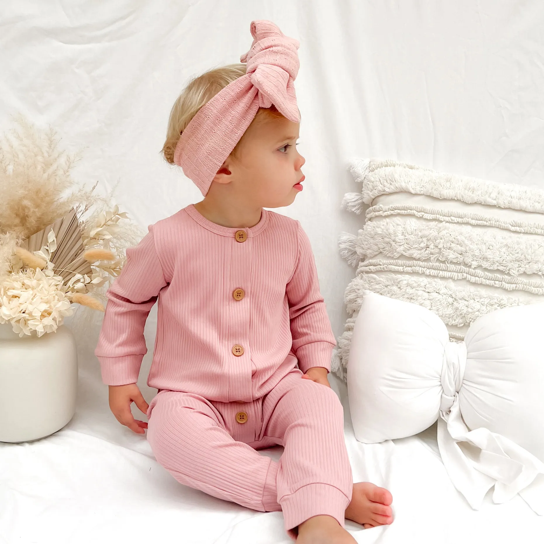 Cozy Long Sleeve Louie Romper - Rosewater