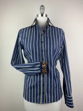 CR Tradition Denim Pinstripe with Leopard