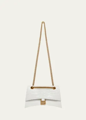 Crush Croc-Embossed Small Shoulder Bag