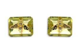 Earrings 18kt Gold Lemon Citrine & Bug Studs