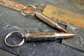 Groomsman Bullet Keychain, Wedding, Custom Engraved