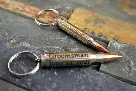 Groomsman Bullet Keychain, Wedding, Custom Engraved