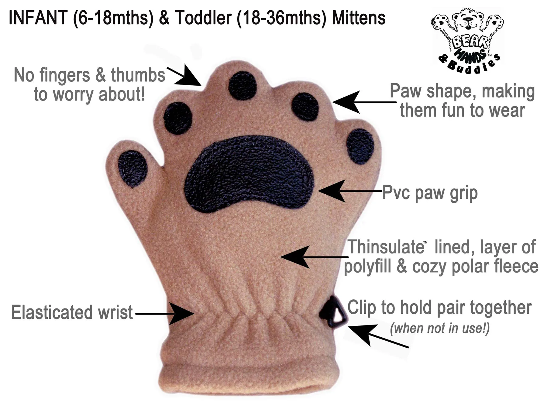 Infant & Toddler Black Fleece Mittens