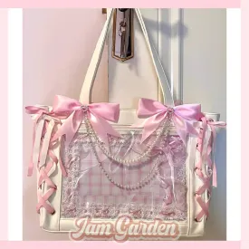 Japanese painful bag with ribbon bow cute handbag