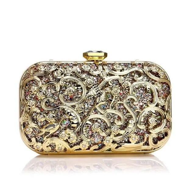 Luxy Moon Sequin Evening Bags Metal Wedding Party Minaudiere Clutch