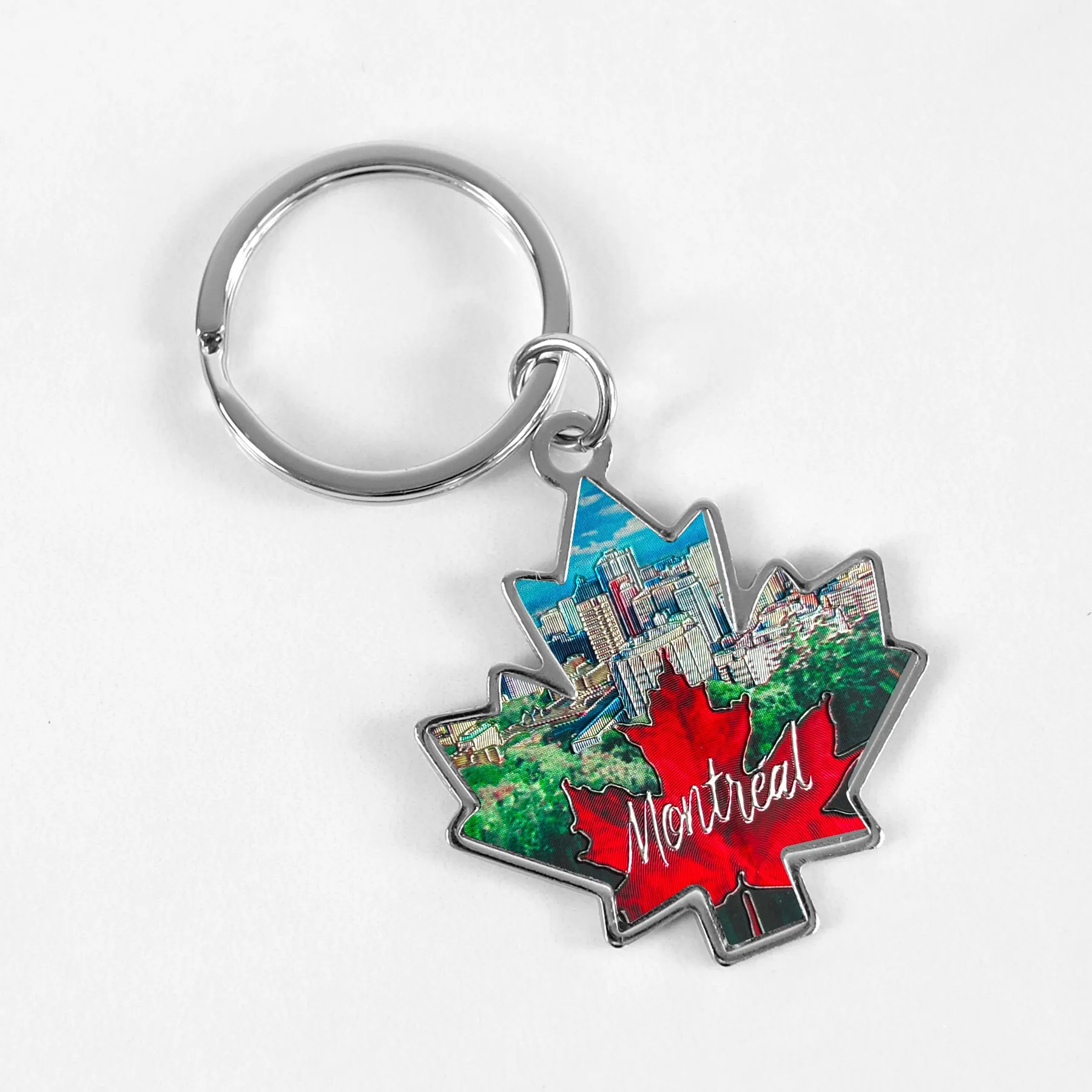 Montreal scene metal key chain.