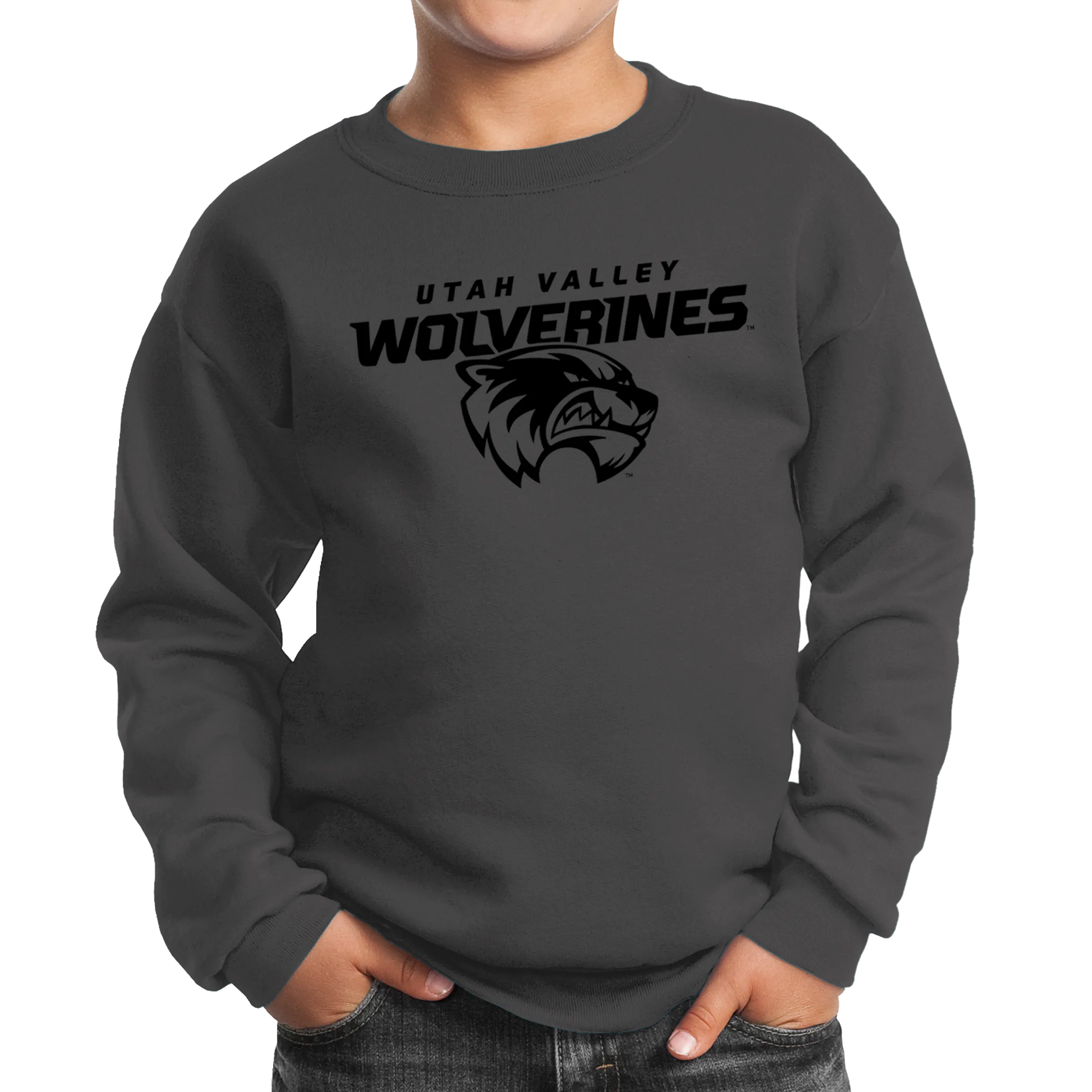 Port & Company Youth Core Fleece Crewneck Sweatshirt- Combo Under Wolverines