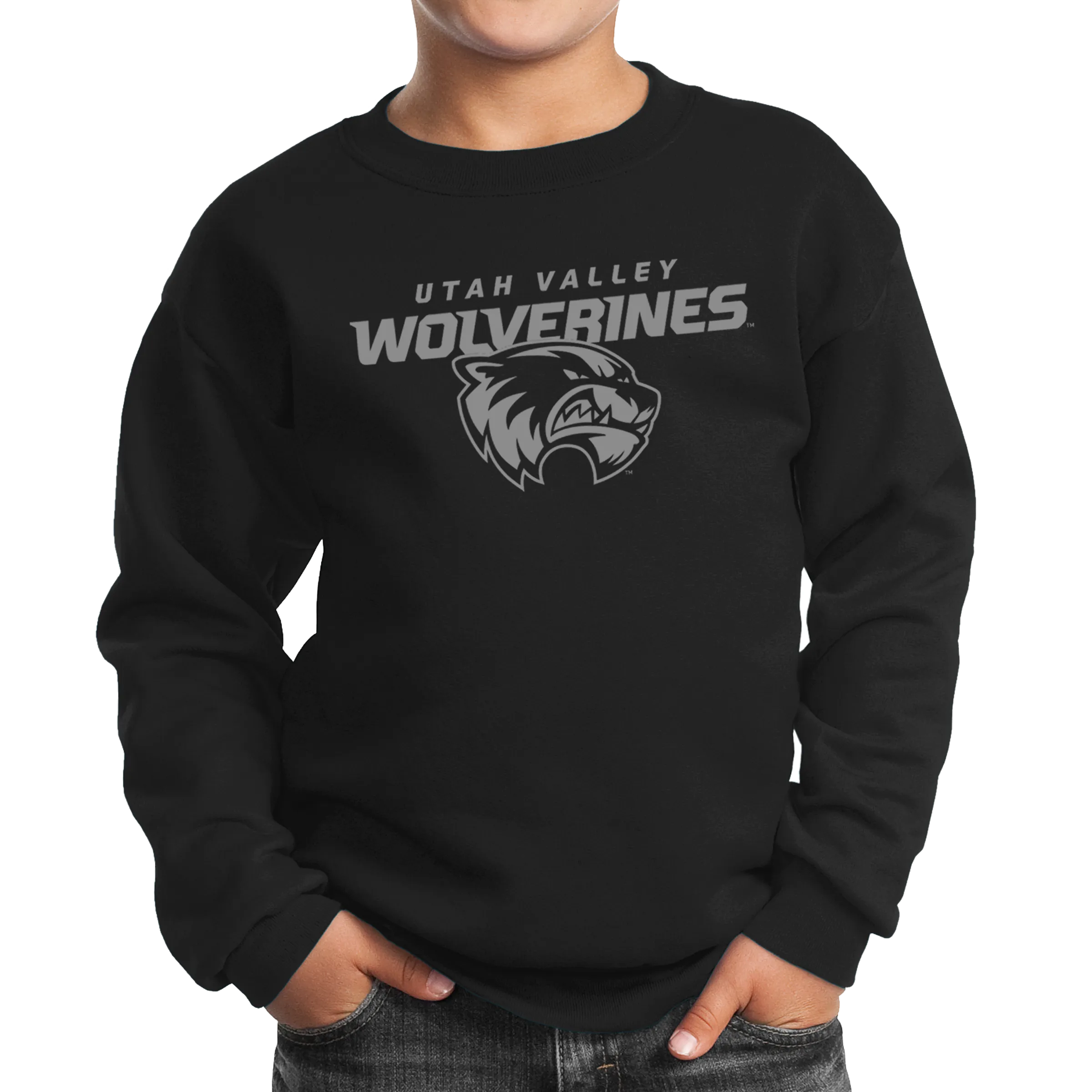 Port & Company Youth Core Fleece Crewneck Sweatshirt- Combo Under Wolverines