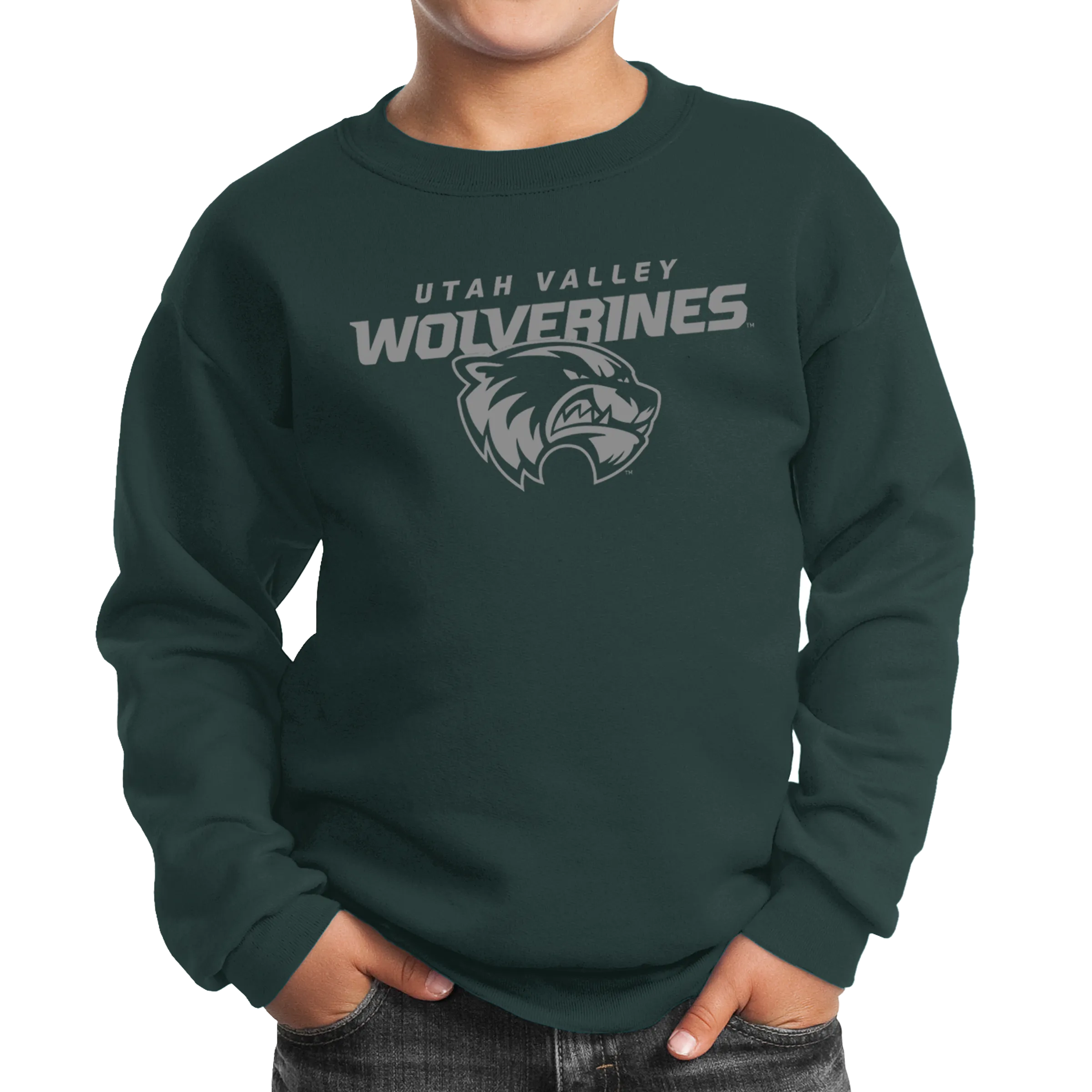 Port & Company Youth Core Fleece Crewneck Sweatshirt- Combo Under Wolverines