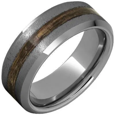 "The Pursuer" 100% USA Made Build Your Own Ring Rugged Tungsten Beveled Edge Band with Grain Finish