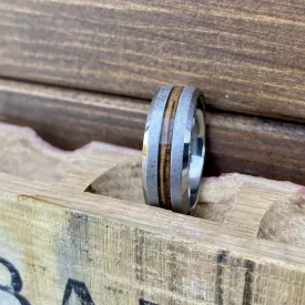 "The Pursuer" 100% USA Made Build Your Own Ring Rugged Tungsten Beveled Edge Band with Grain Finish