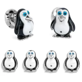 Sterling Silver Penguin Dress Stud Set